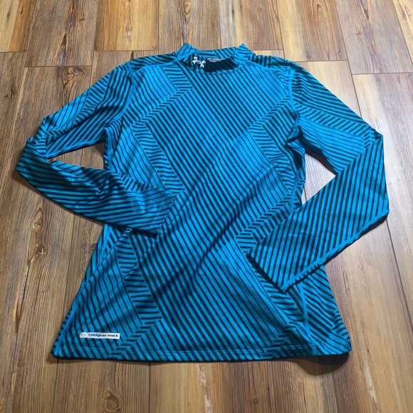 Under Armour Tops - Underarmour Fitted Cold Gear Mock Shirt Sz L Blue